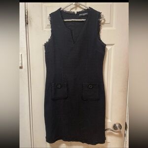 Karl Lagerfeld Dress Women’s Size 4/6 Black Tweed Sheath Sleeveless Knit EUC